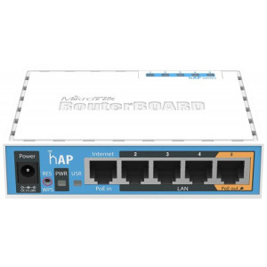 Mikrotik RB951Ui-2nD HAP 650 MHz CPU, 64MB RAM, 5-10/100 Ethernet ports, 2.4GHz AP Wireless Router