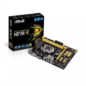 Asus H81M-K Motherboard, Intel 4th Gen., Socket 1150, DVI, SATA, 6Gb/s, USB3.0, 2 DDR3, 3Y