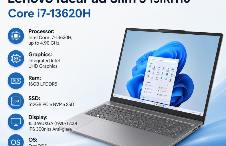 Lenovo IdeaPad Slim 3 15IRH10 Core i7-13620H Laptop — Slim Design, Serious Performance